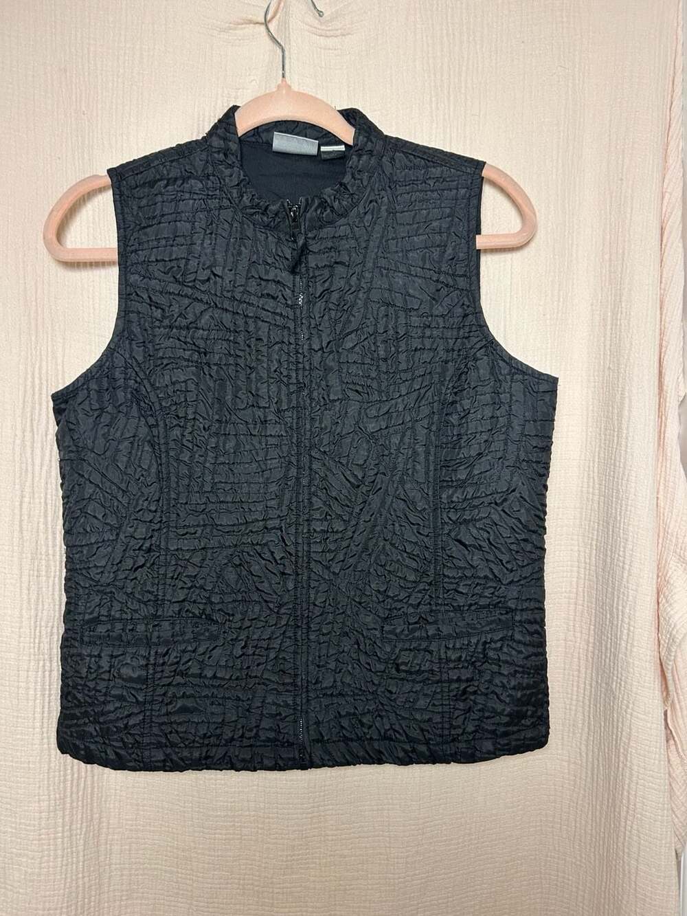 Chico's Quilted Full Zip Vest Black